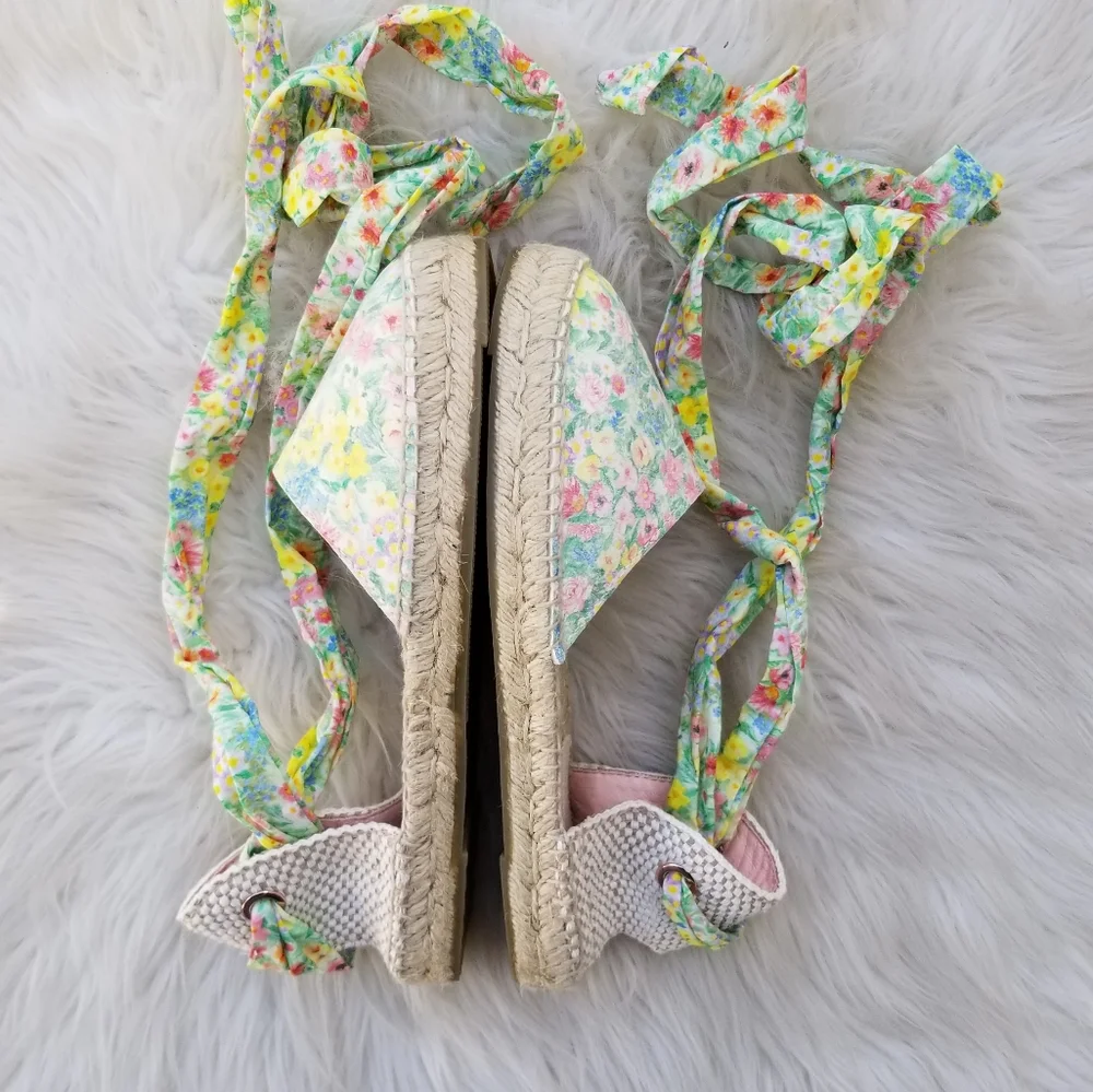 NWT LoveShackFancy Manebi Espadrilles Wrap Sandal Rainbow Skies
